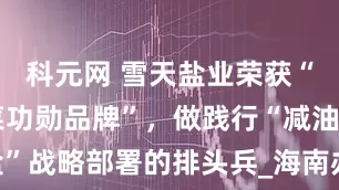 科元网 雪天盐业荣获“健康新湘菜功勋品牌”，做践行“减油减盐”战略部署的排头兵_海南办事处_合作_发展