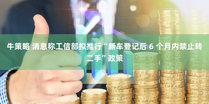 牛策略 消息称工信部拟推行“新车登记后 6 个月内禁止转二手”政策