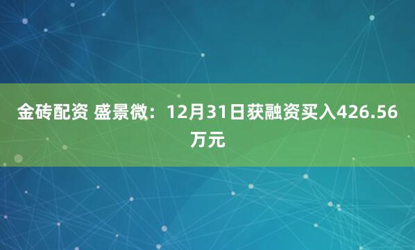 金砖配资 盛景微:12月31日获融资买入426.56万元